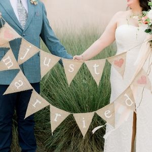 Just Married Burlap Banner